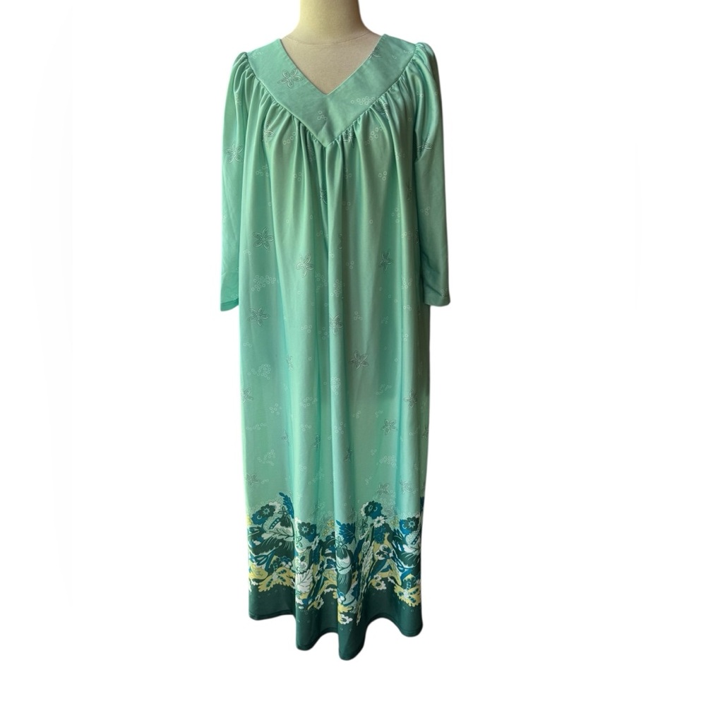 Vintage‎ National Floral Poly Maxi MuuMuu